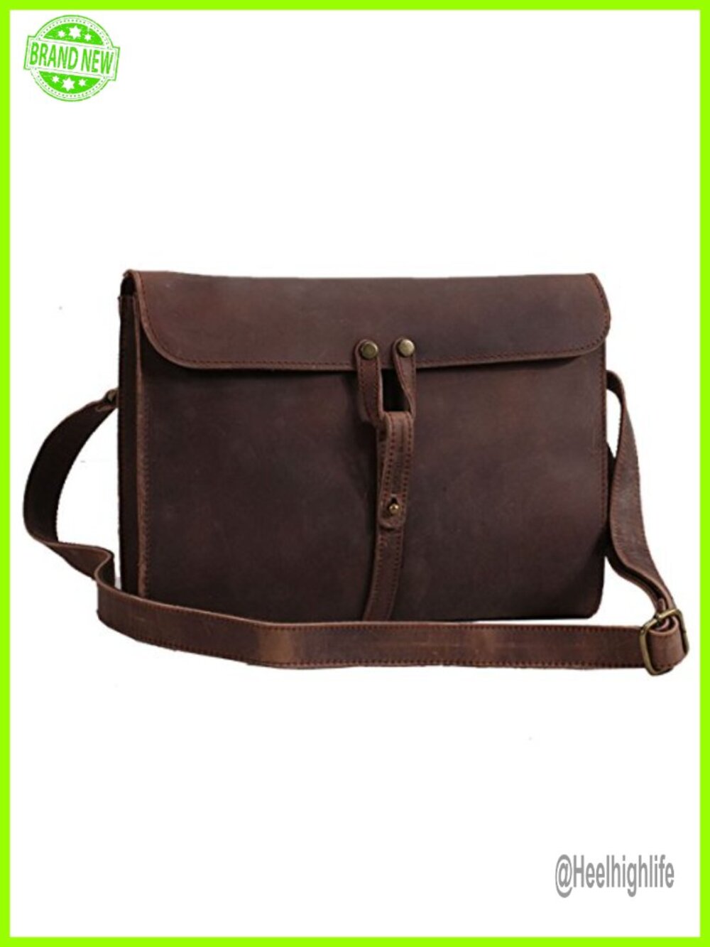 Genuine Leather Crossbody Bag Vintage Cowhide Kip Leather Shoulder Bag